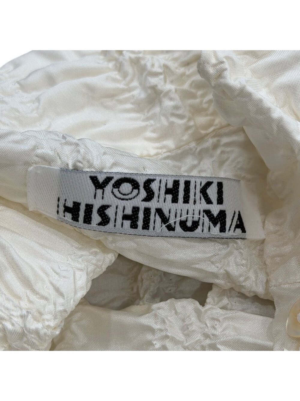 Yoshiki Hishinuma Womens Size M Crinkled Top Pleated Cream Button-Up - Picture 4 of 6